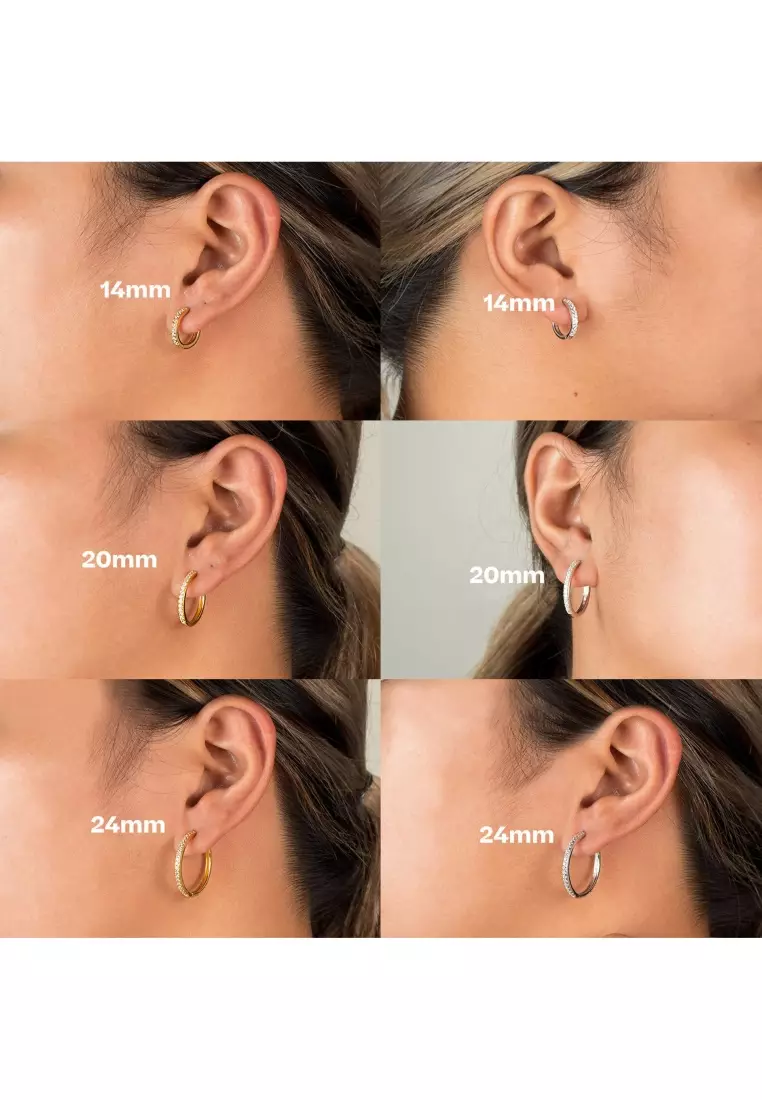  Sterling Silver Eternal Crystal Hoops-20mm