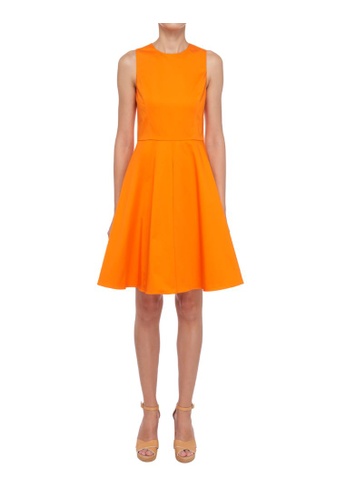ck Calvin Klein orange STRETCH COTTON SATEEN DRESS 9E9DAAA2C727BBGS_1