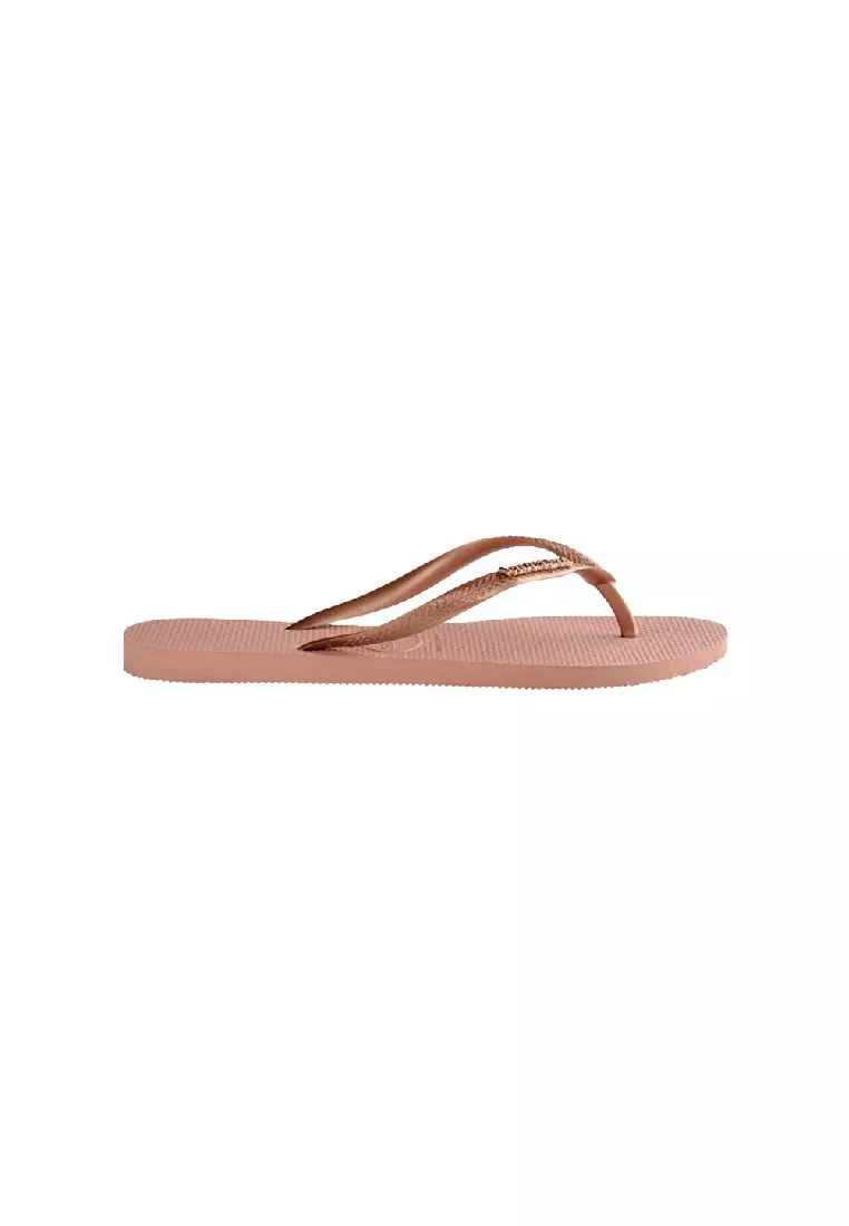 Women Slim Logo Metallic Flip Flops