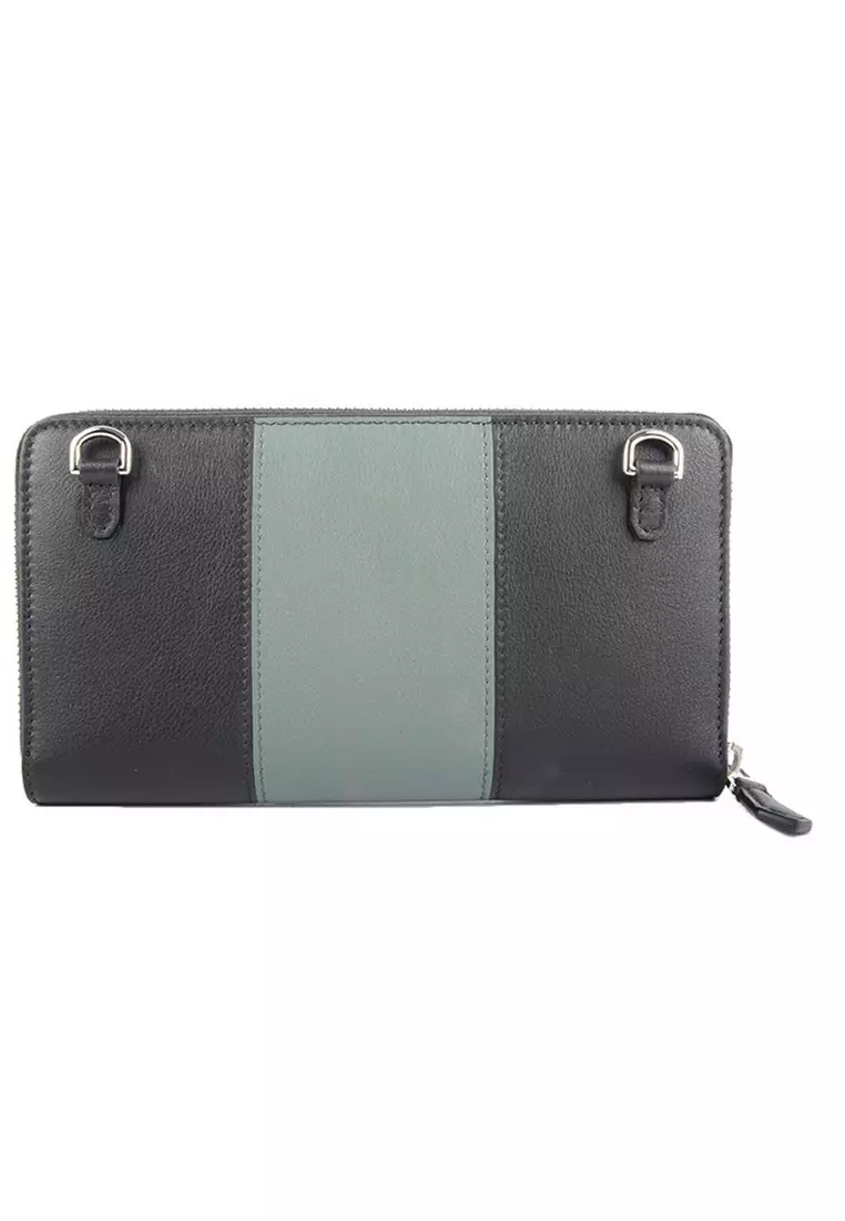 Bhytus.HP Long Wallet in Black,Green for UNISEX