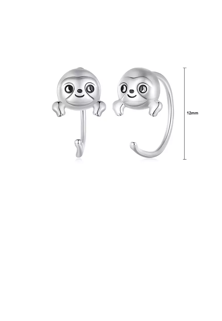 Sterling silver sloth earrings deals