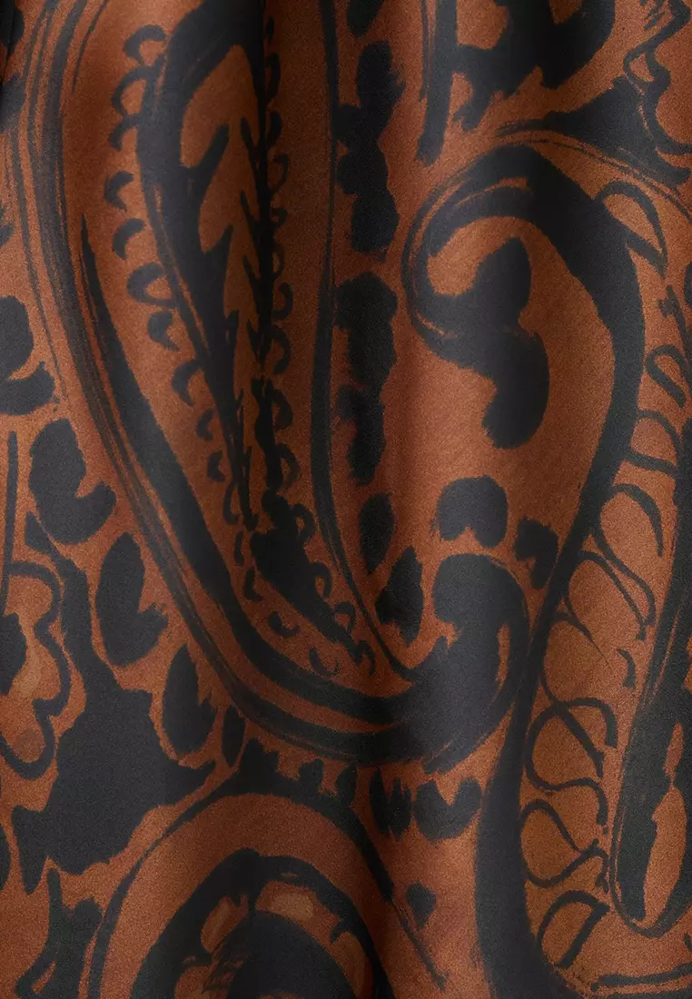 Paisley-Print Satin Dress