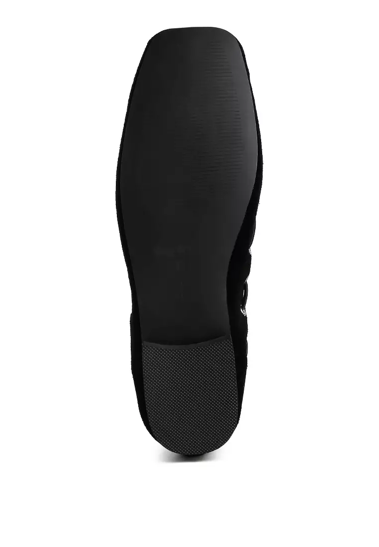 Black Micro Suede Bow Ballerinas