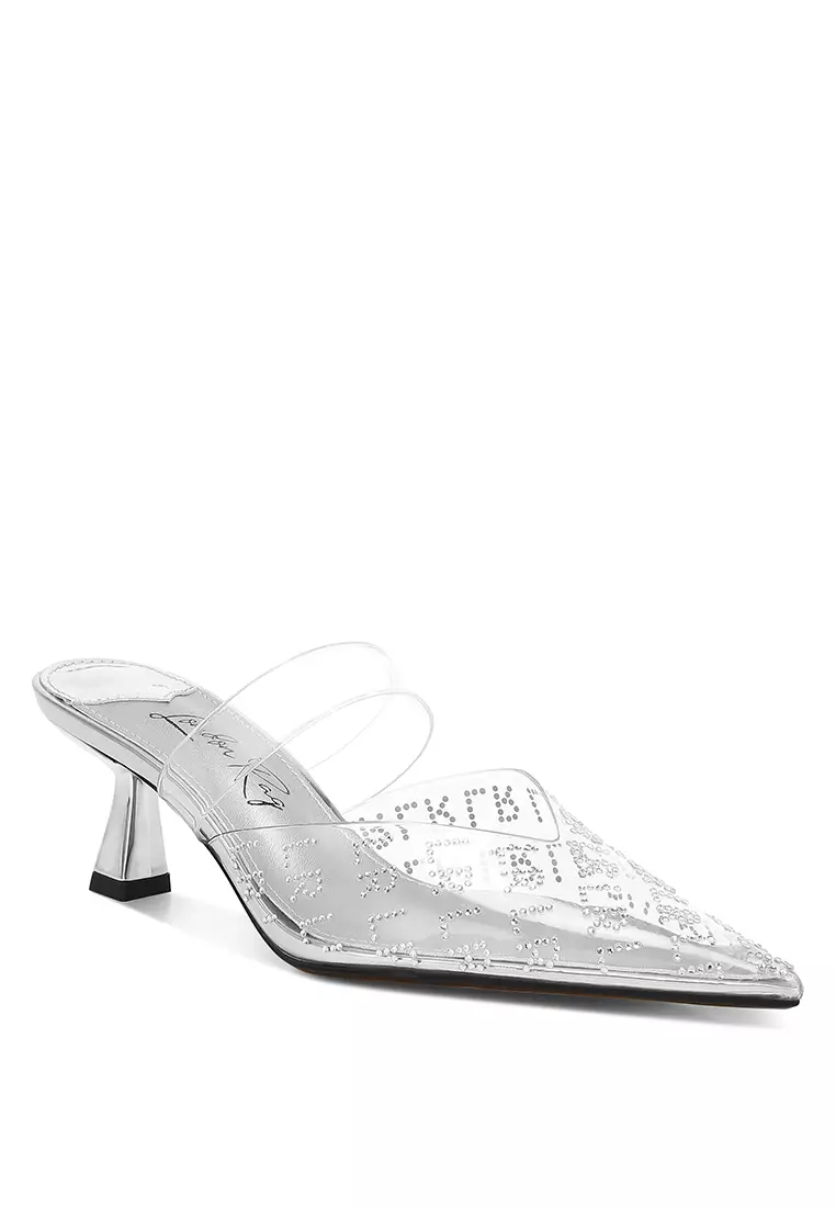 Pointed Toe Kitten Heels in Silver
