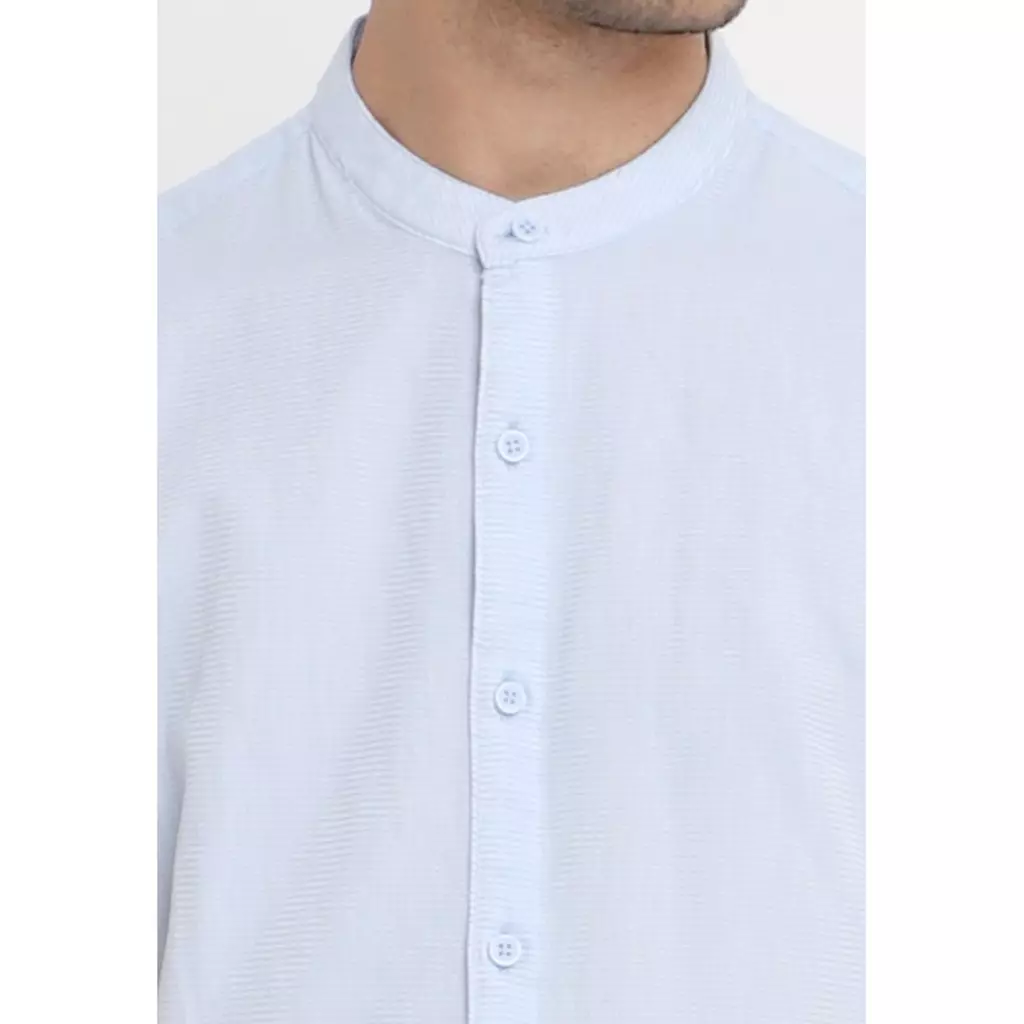 TRIPLE Kemeja Lengan Pendek Slim Fit (SS MC 443 BLU) - Biru