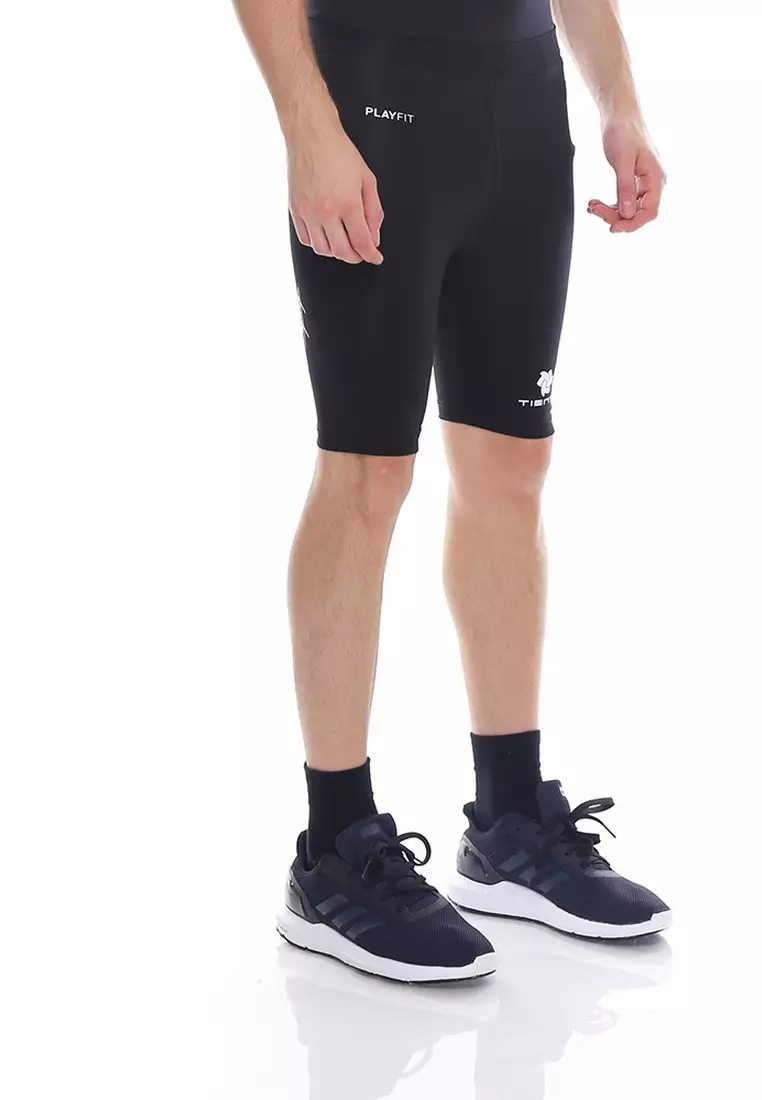 Tiento Man Short Pants Black White Celana Legging Pria Olahraga Renang Sepakbola Lari