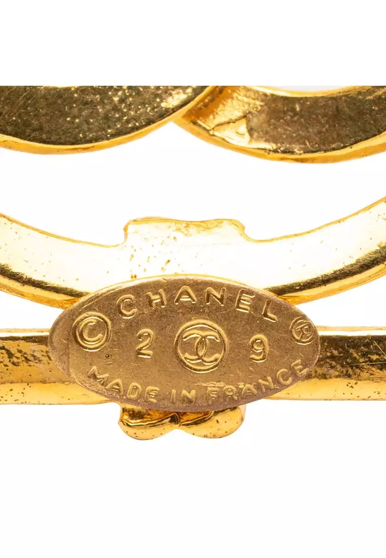 Pre-Loved Chanel Cc Gold Plated Square Brooch