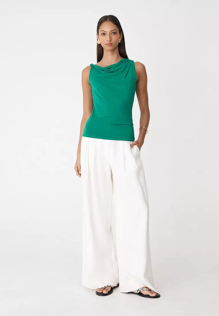 Cici Bamboo Twist Shoulder Top