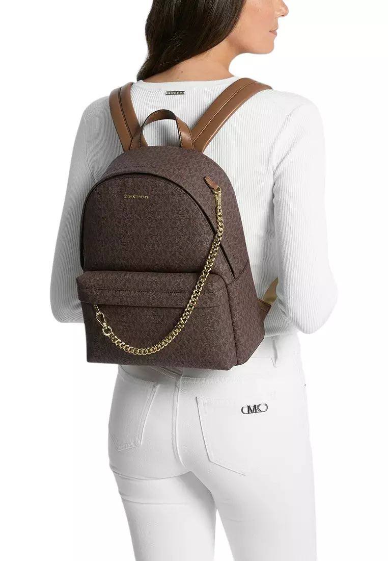 Slater Medium Signature Logo Backpack - Brown