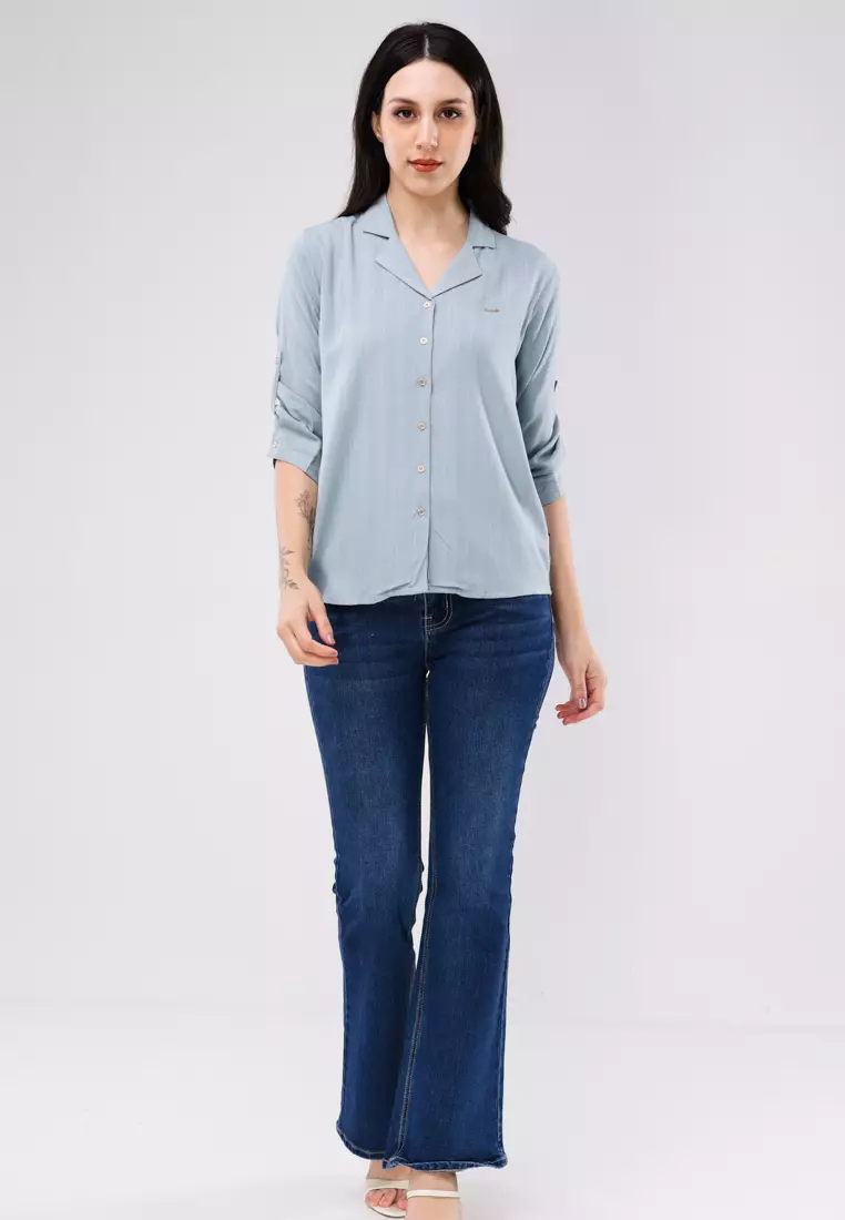 Woven Textured 3/4 Blouse