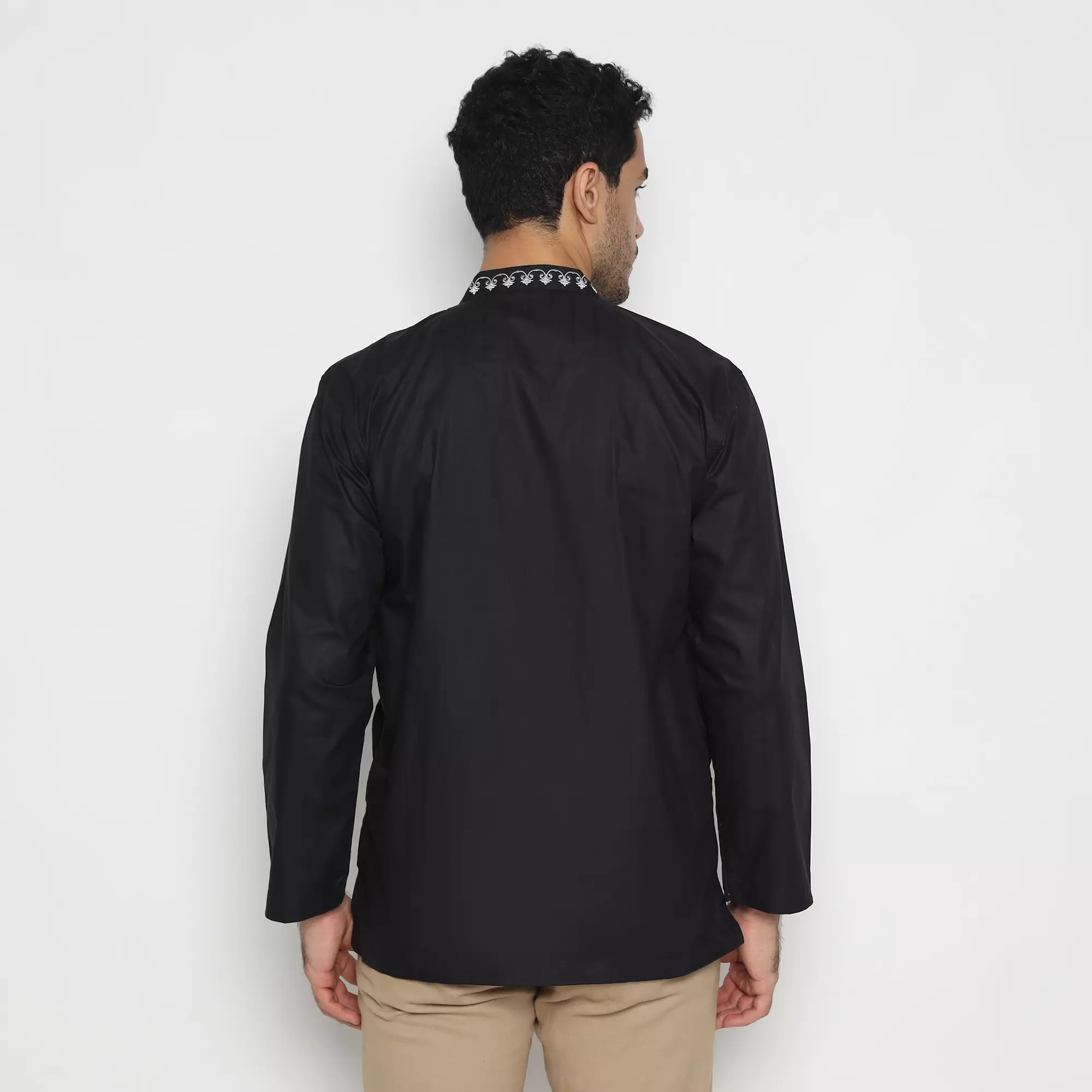 Platini Kemeja Koko Pria Lengan Panjang Katun Black 061016