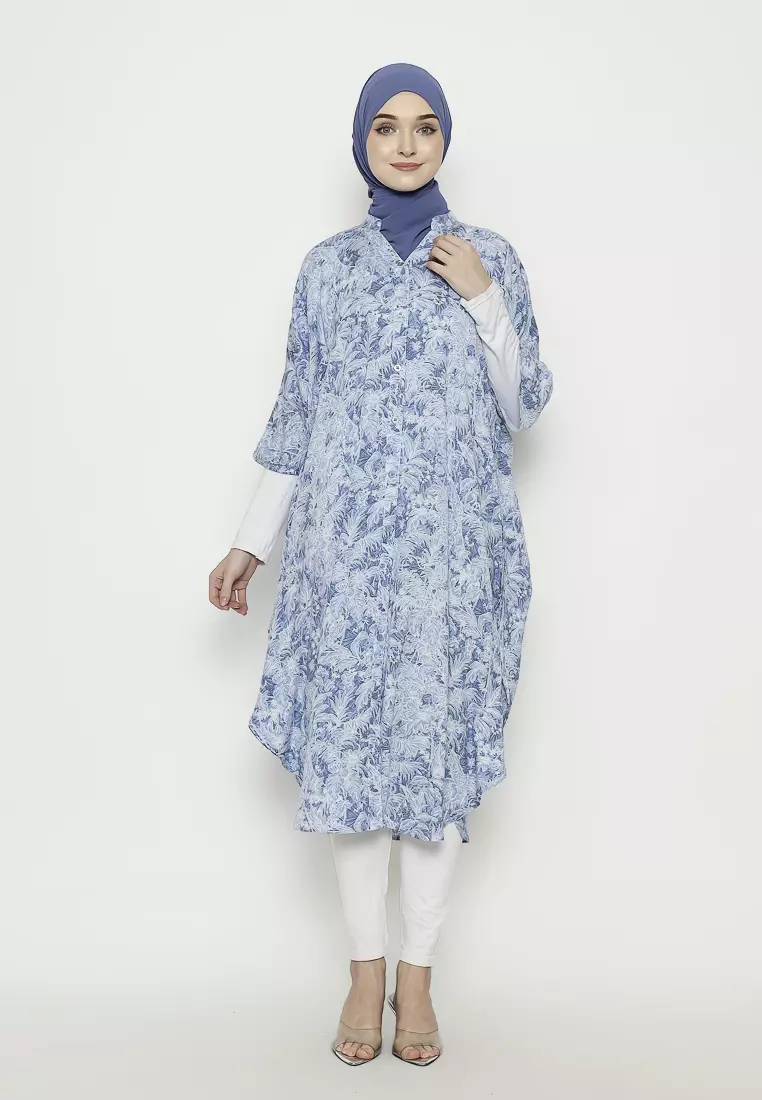 Urban Exchange Misha Kaftan Blue - Gamis Kaftan Rayon