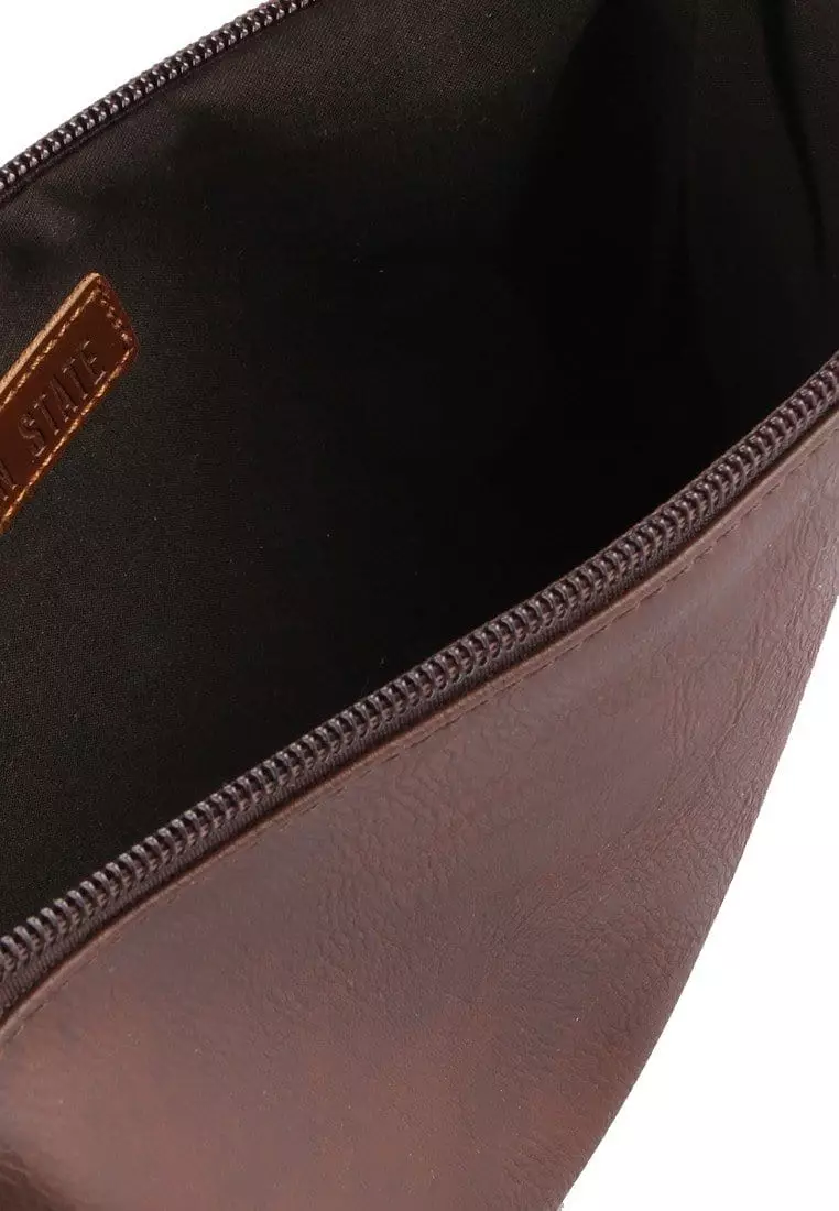 Distressed Leather Pouch Clutch