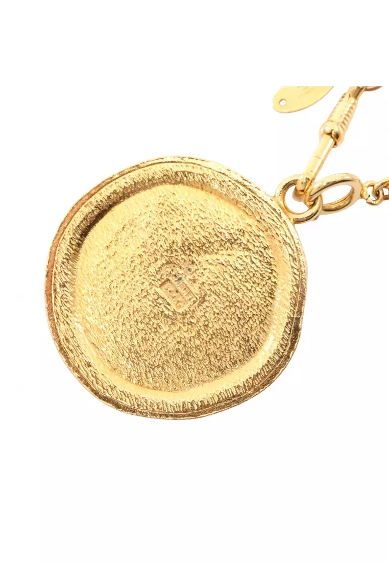Pre-Loved Chanel Centaur necklace GP Rhinestone gold clear vintage