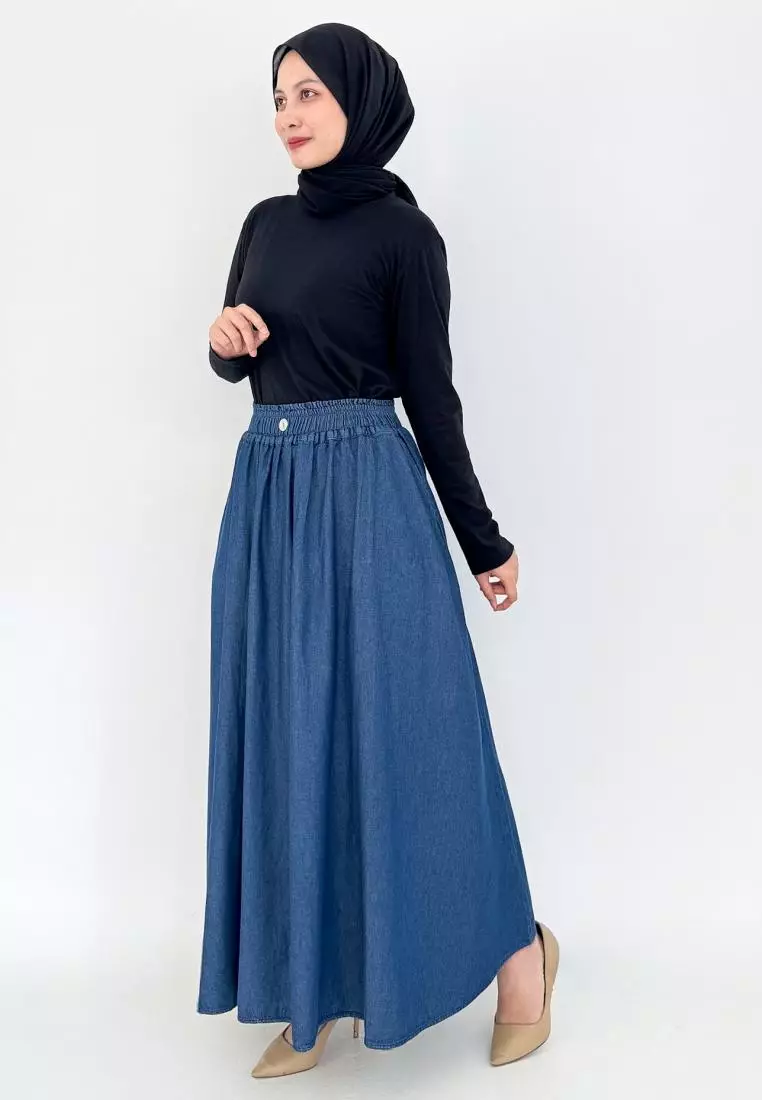 Calista Denim Skirt (Rok Jeans A-Line) BIRU TUA