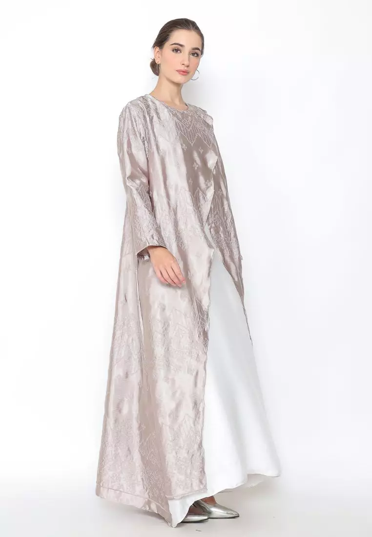 Rinjanie Batik x Senorita - Gamis Serong Bordir - Gamis Modern - Gamis Bordir - Gamis Silk Bordir - GMSR - AB