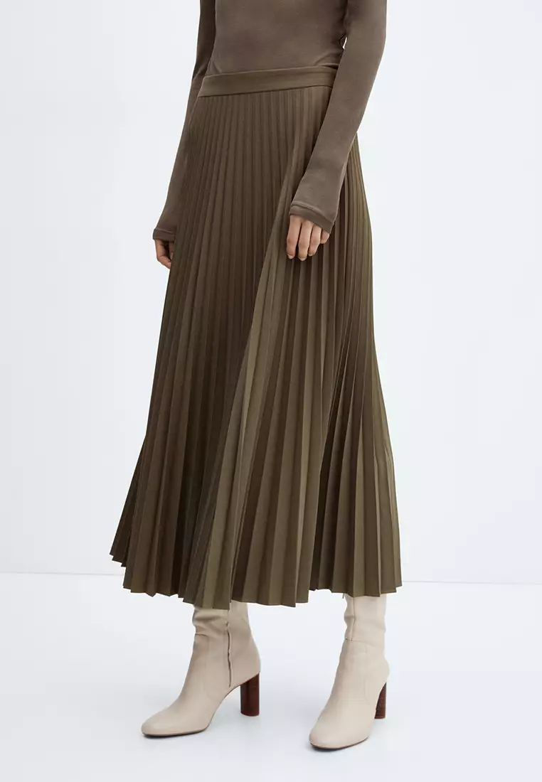 Pleated long skirts online on sale