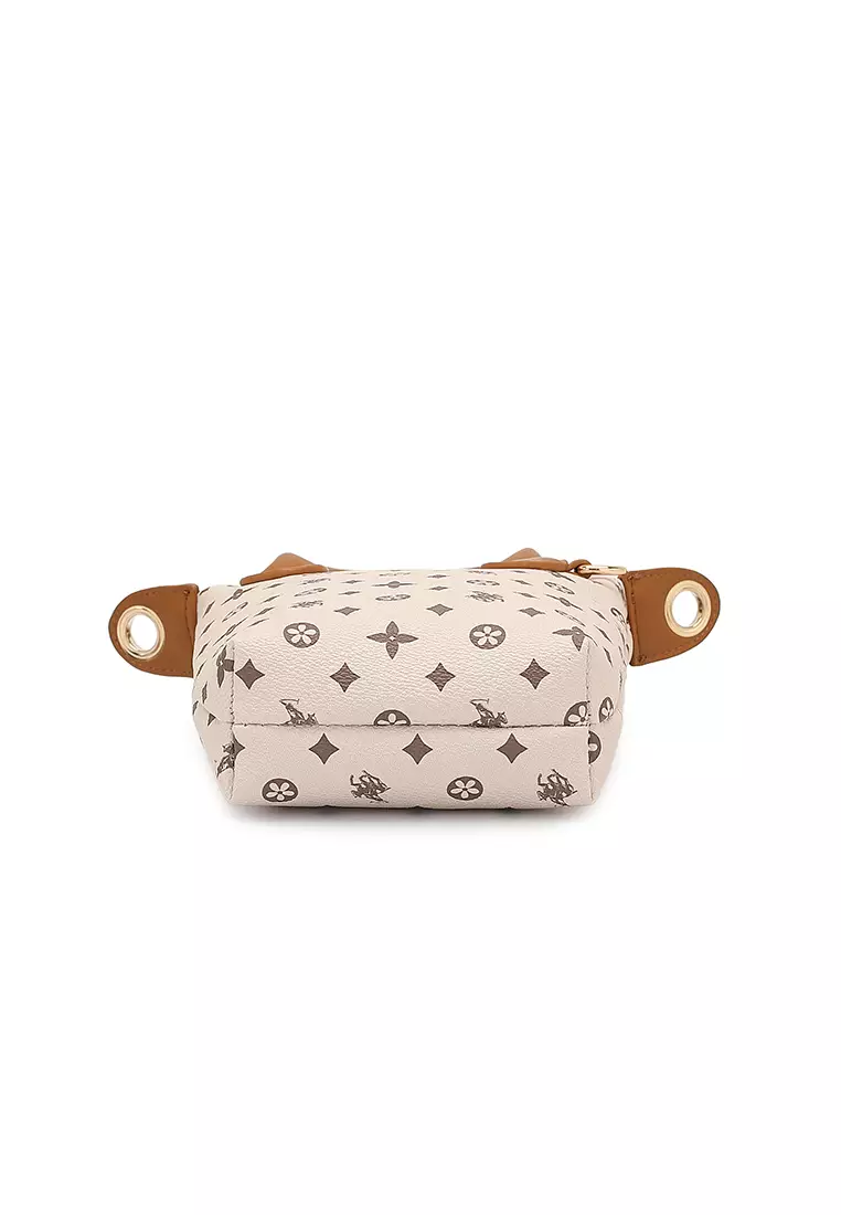 Women's Monogram Top Handle Bag / Sling Bag / Crossbody Bag (Tas Selempang / Tas Tangan) - Cokelat