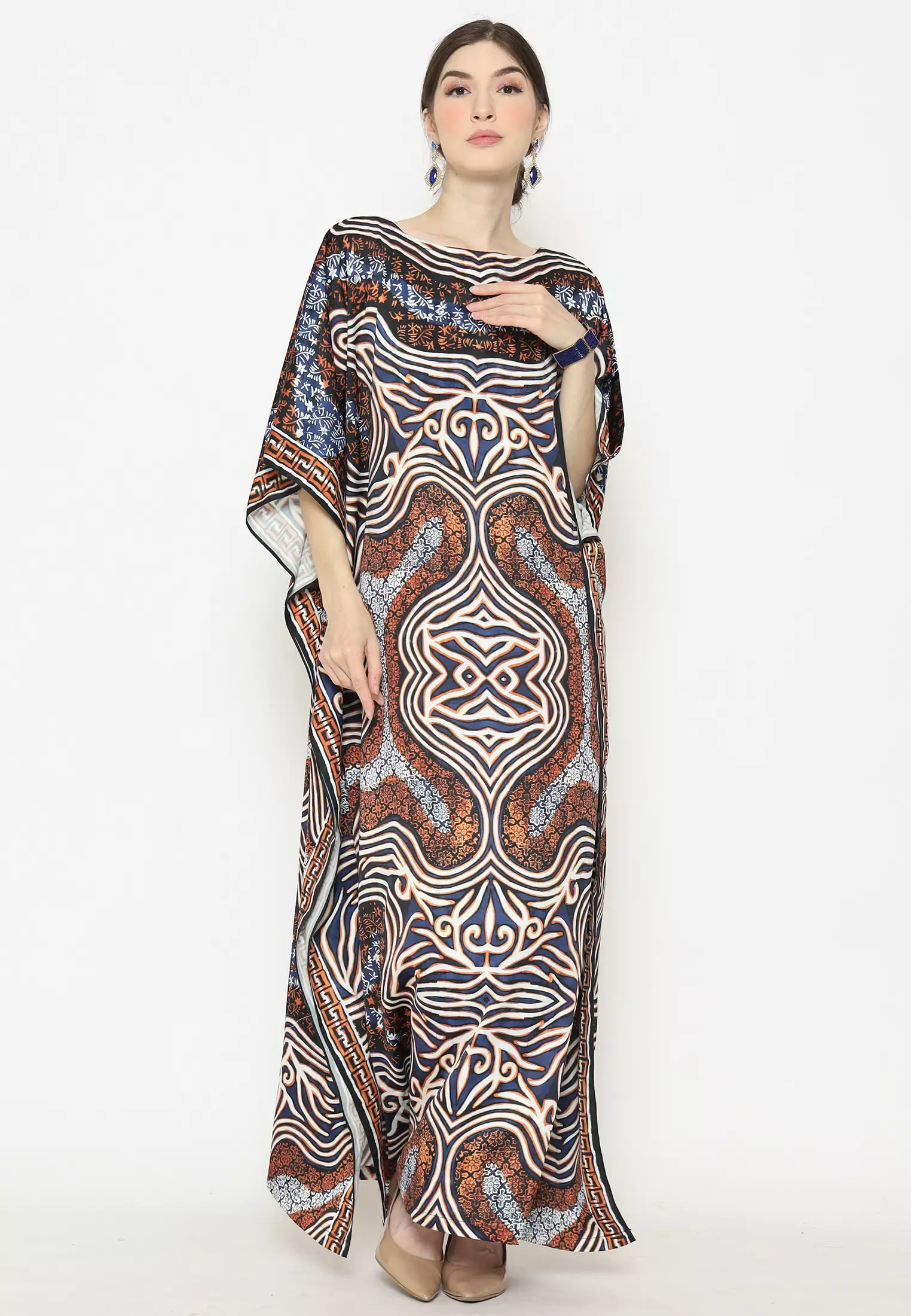 Kanzi Exclusive Short Sleeve Batik Kaftan Bronze