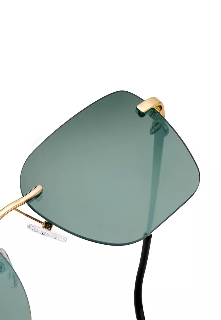 Passang Unisex Fashion Square Frame Sunglasses Frameless Glasses - Green