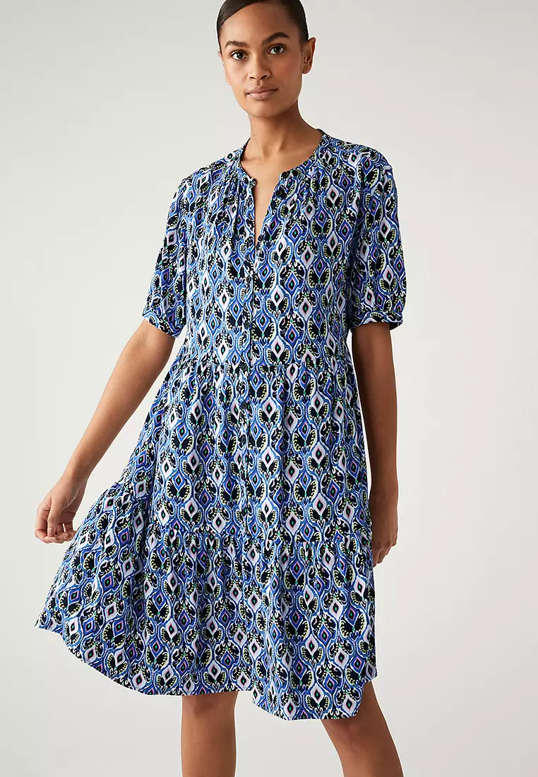 Printed Knee Length Shirt Dress