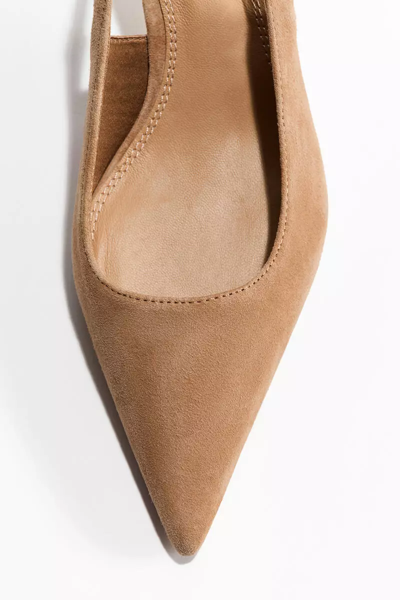 Pointed suede slingbacks