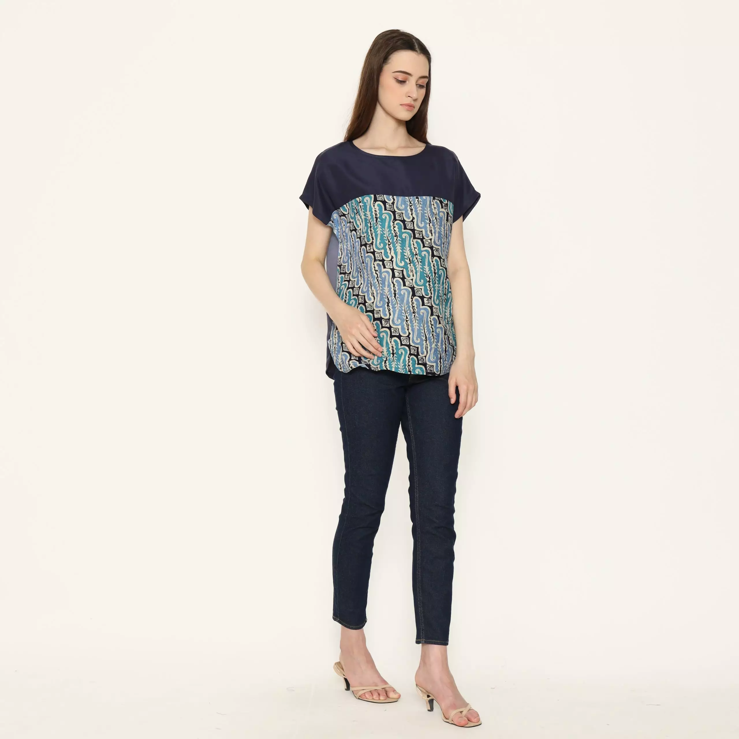 Blouse Batik Wanita - Bhatara Batik Forever - Atasan Batik Modern Lengan Pendek