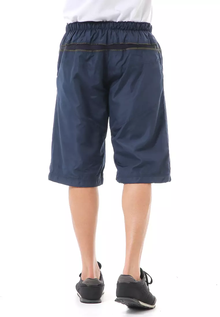 Grissham Celana Pendek Pria Short Pants Kasual Motif List Material Parasut ORIGINAL - Navy