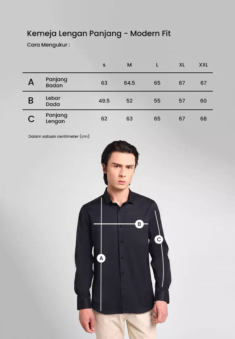MANZONE- Kemeja Lengan Panjang Pria Troy 03 Modern Fit - Black Warna Black