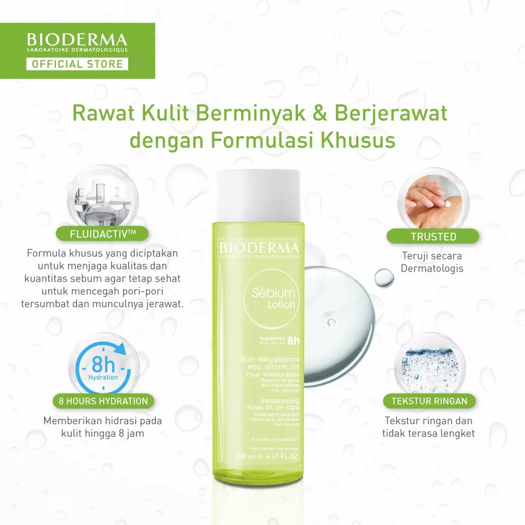 Bioderma Sebium Lotion 200 ml - Toner untuk Kulit Kombinasi / Berminyak / Berjerawat