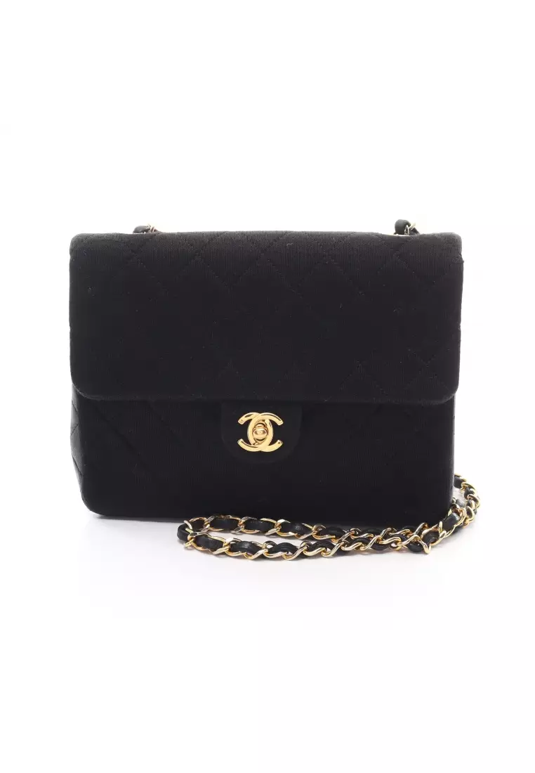 Buy Chanel Pre-loved CHANEL matelasse chain shoulder bag cotton jersey  lambskin black gold hardware vintage 2023 Online