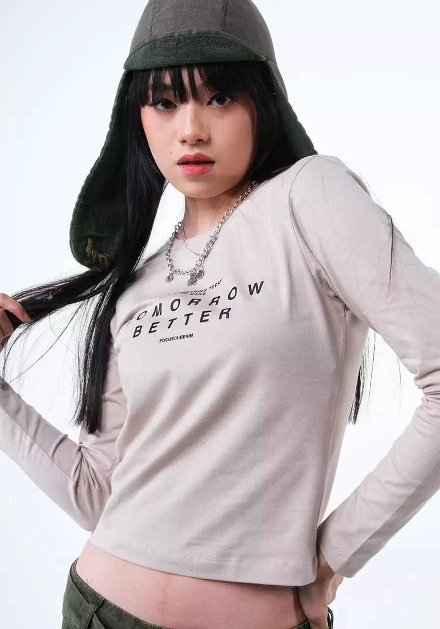 Kaos Wanita Baby Tee Tuka Khaki