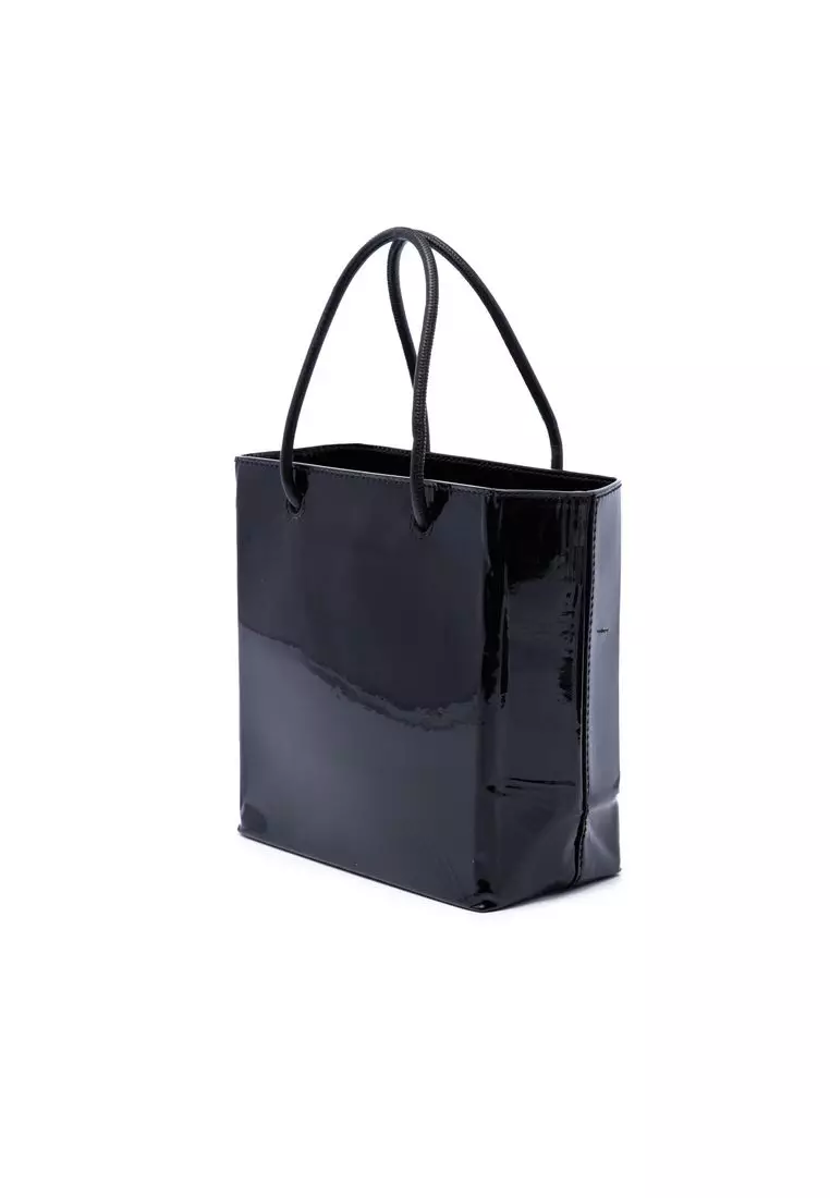 Pre-Loved Balenciaga Patent Logo Shopping Tote Xxs
