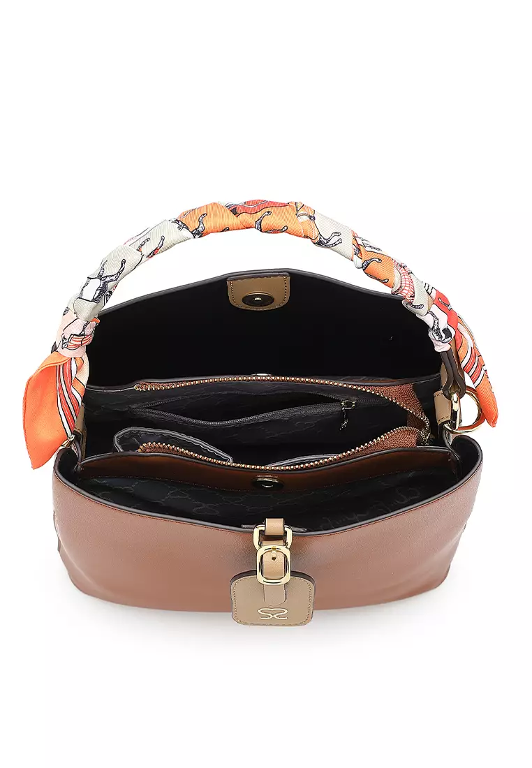 Women's Top Handle Bag / Sling Bag / Crossbody Bag (Tas Selempang / Tas Tangan) - Cokelat