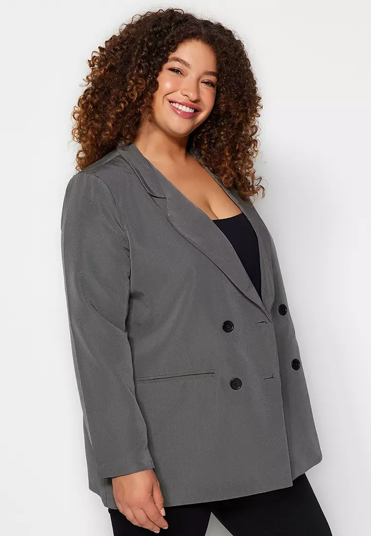 Plus Size Double Breasted Blazer