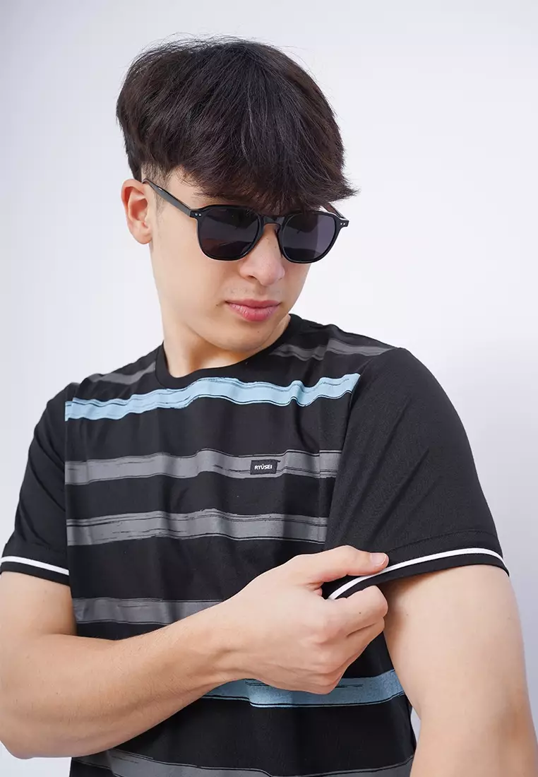 Ryusei Kaos Pria Yamada Stripe Black