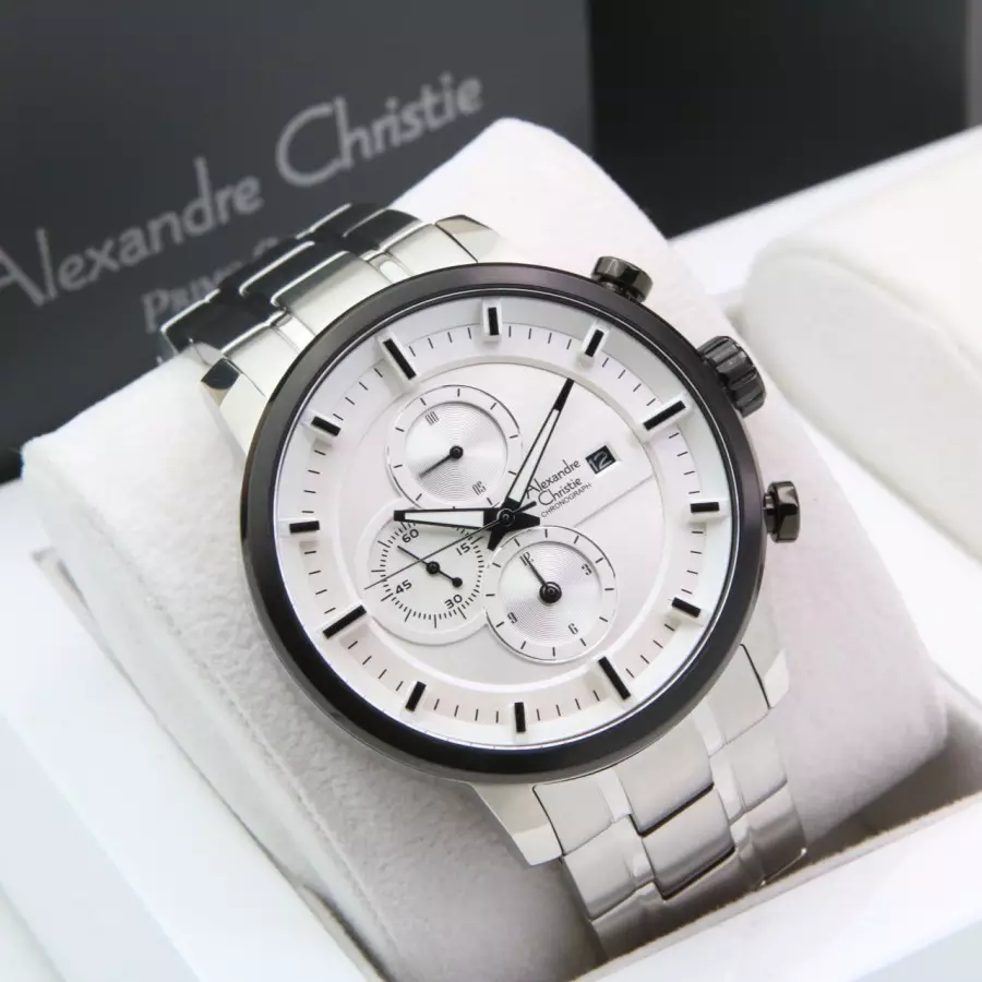 Alexandre Christie 6323 Silver Ring Hitam Cowok
