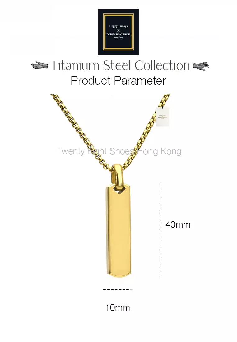 Titanium Steel Rectangular Bar Pendant Necklace JW GS-L205