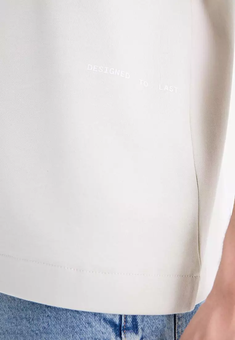 100% Cotton Boxy Fit Crew Neck Printed Undershirt C5040Ax25Hs