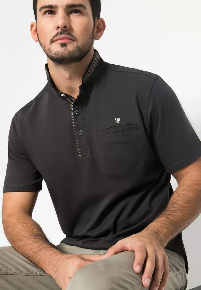 LGS - Kaos Casual - Stand Collar - Coklat