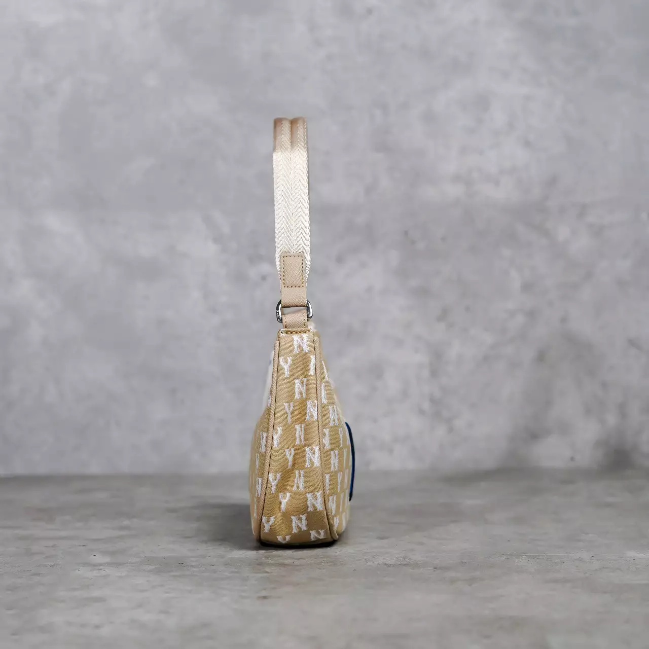 Tas MLB NY MONOGRAM NAVY BEIGE HOBO BAG SS22 100% ORIGINAL