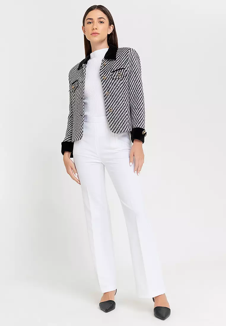 Diagonal Stripe Woolen Blazer