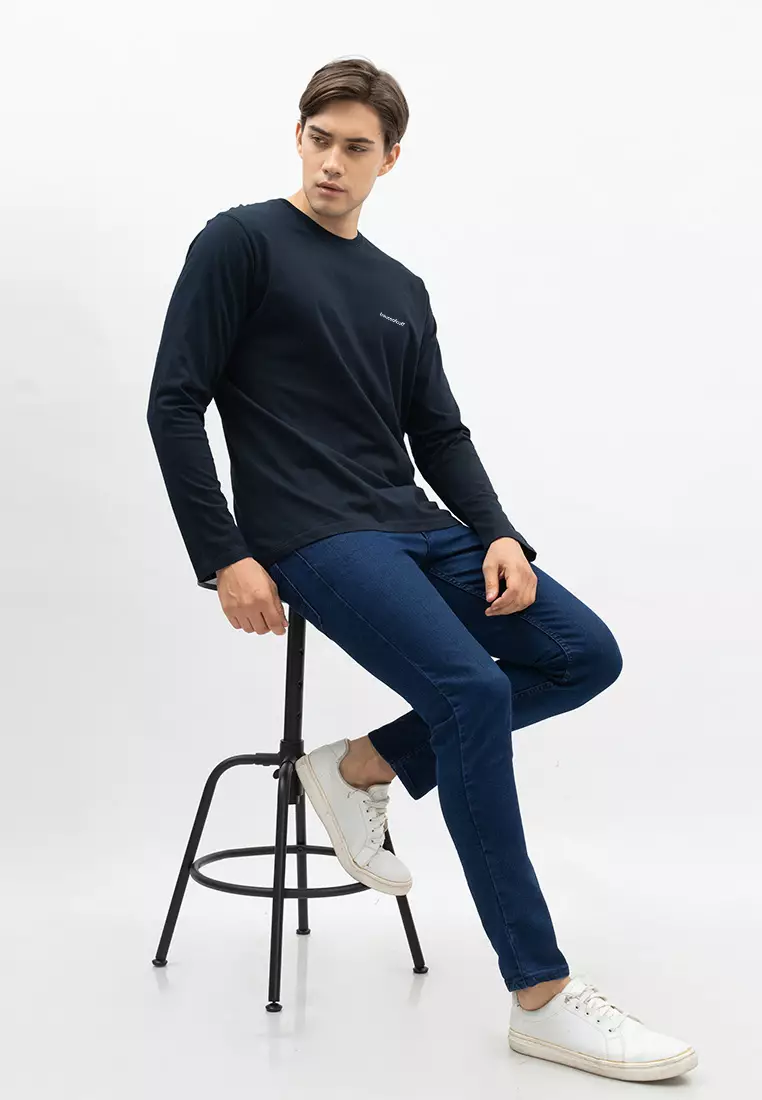 Houseofcuff Kaos Cotton Combed Lengan Panjang Pria Navy