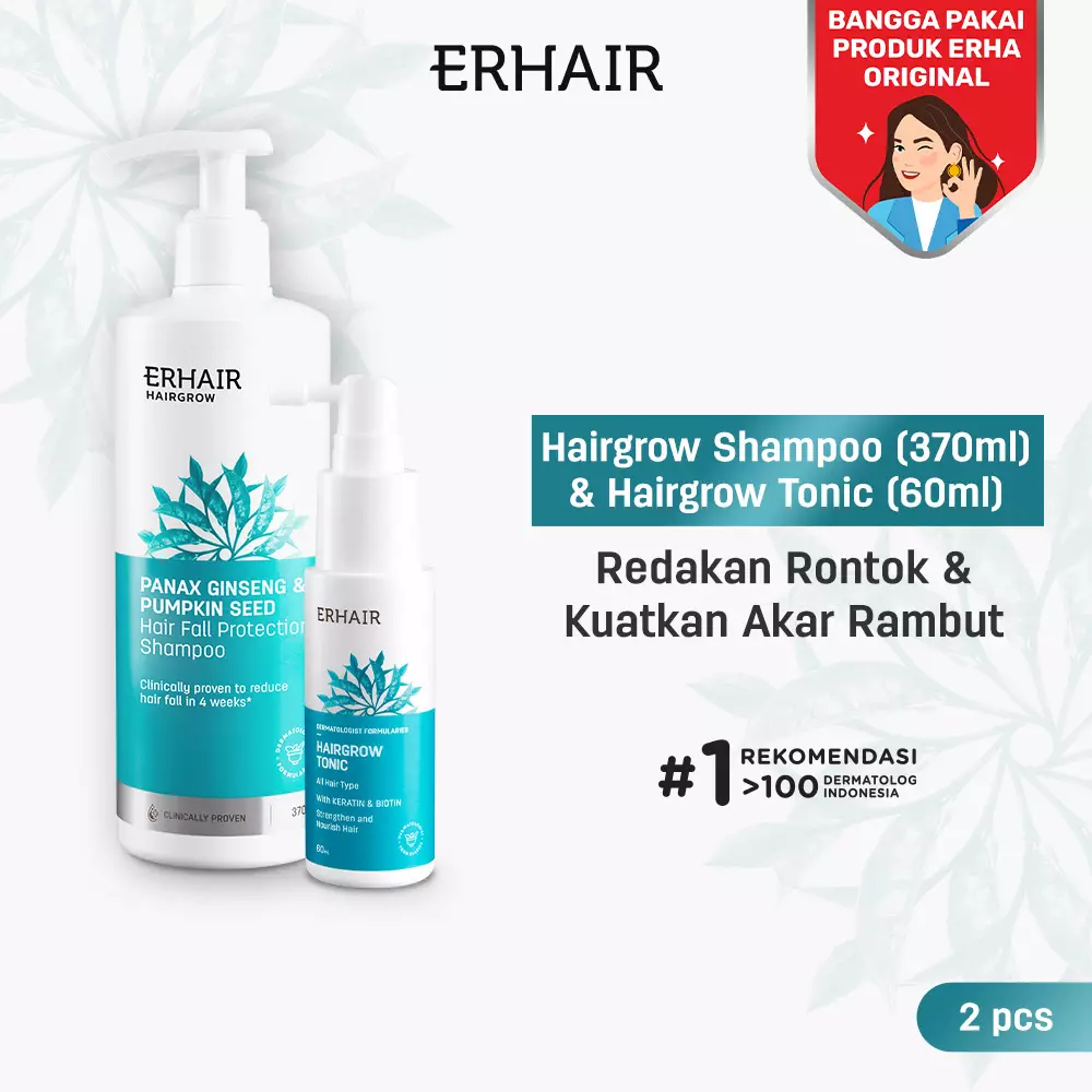 Erhair Hairgrow Shampoo 370ml + Hair Tonic 60ml