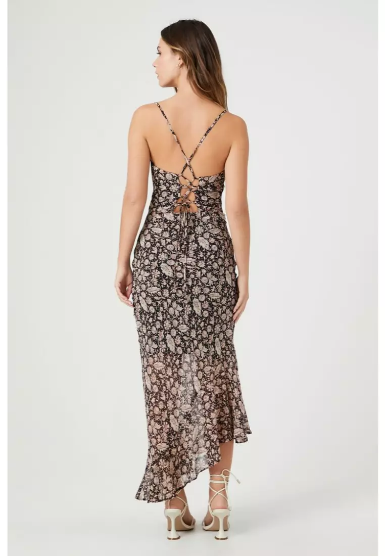 Paisley Print Chiffon Midi Dress
