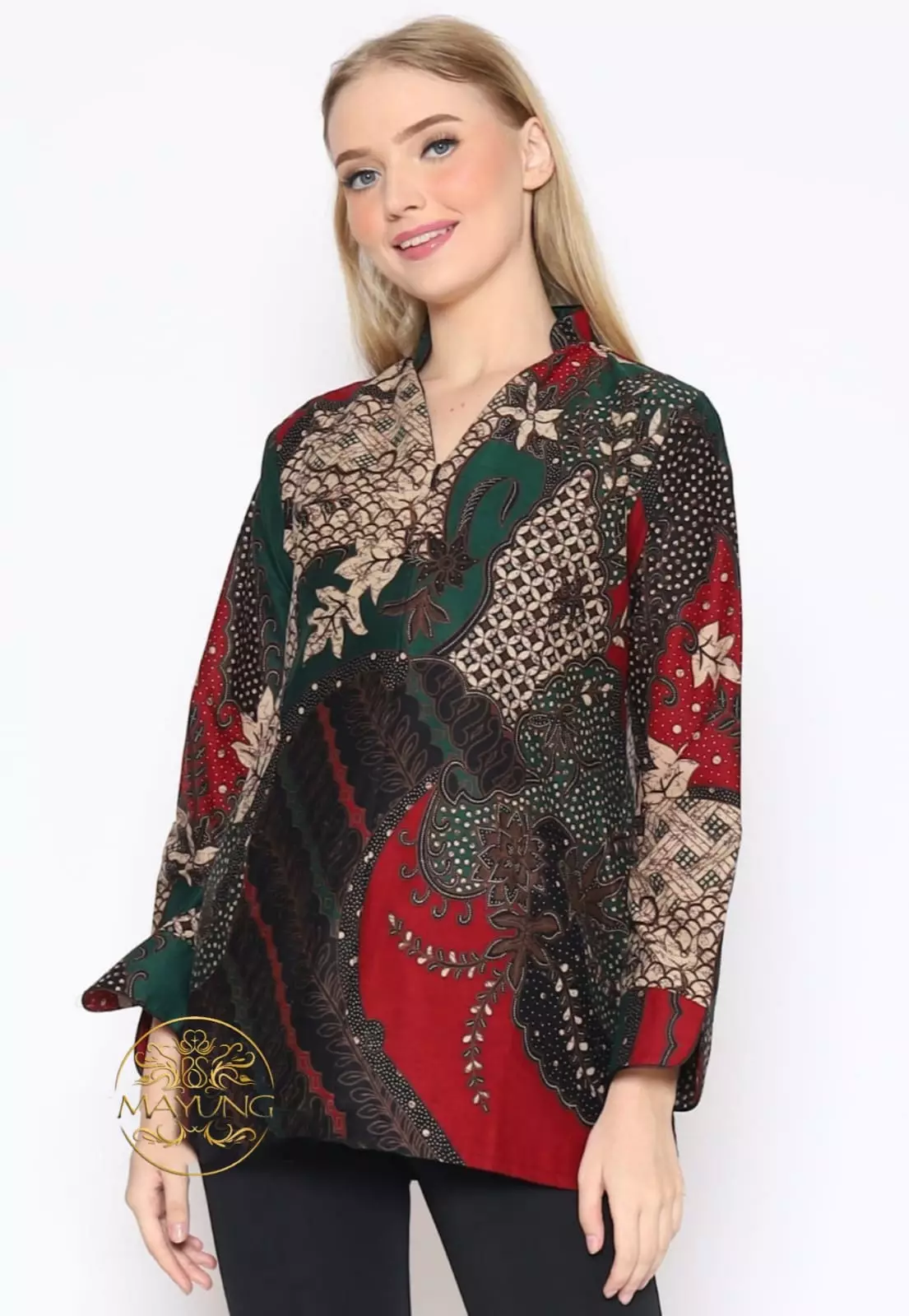 Blouse Batik Dominik Ijo Premium Slimfit Elegant