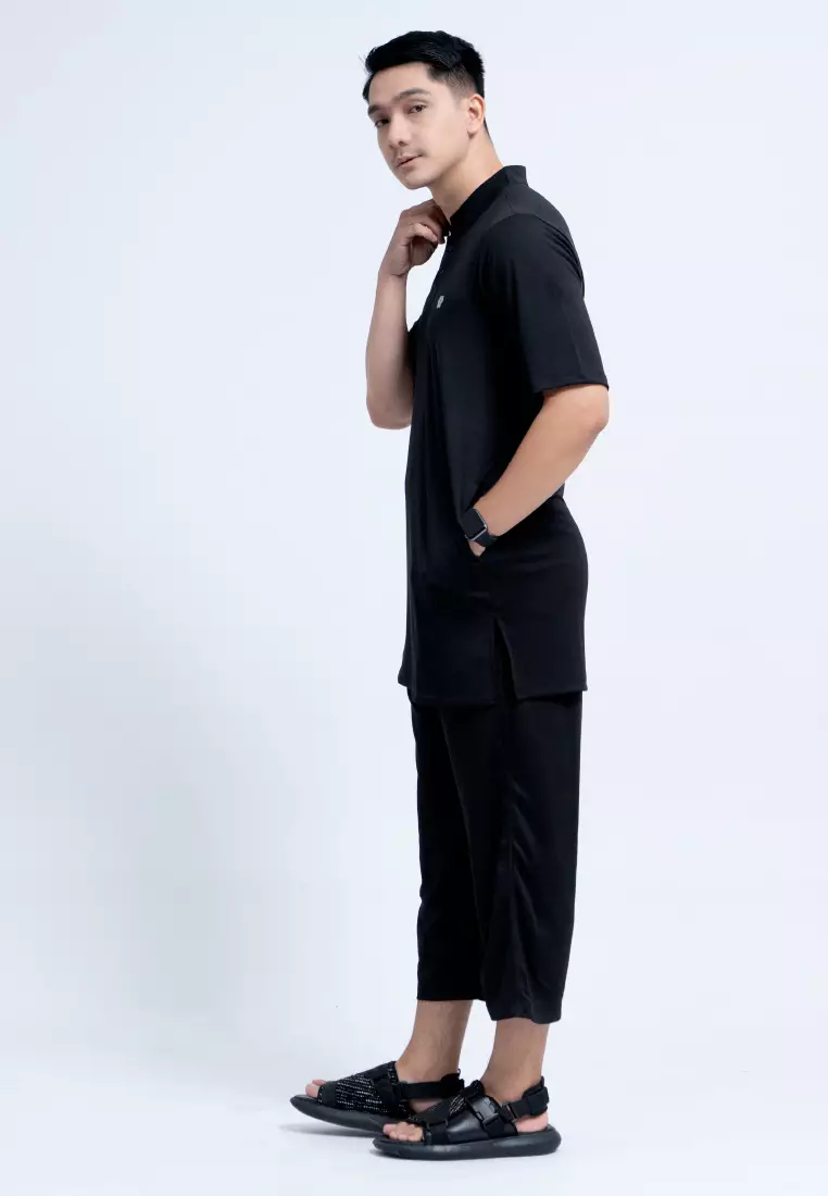 Tiento Naufal Baju Koko 3in1 Kurta Pria Dewasa Muslim Kerah Ciangi Casual Kerja Dry Fit Olahraga Ibadah Salat Lengan Pendek Ramadhan