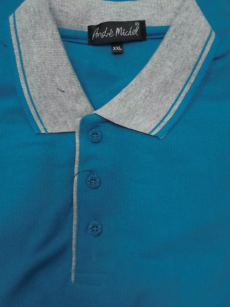 Andre Michel Kaos Polo Shirt Lengan Pendek Kerah Abu Biru Turkis 933-64