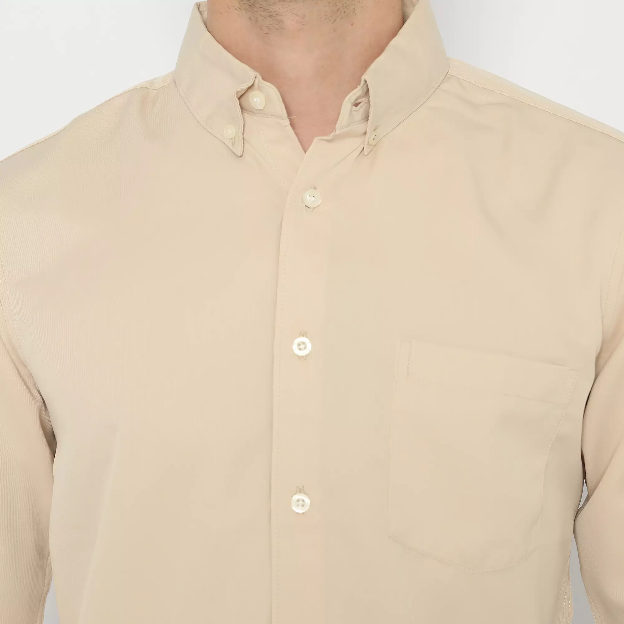 Platini Kemeja Polos Lengan Panjang Cream Polinosic 66118