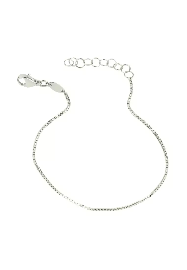Bold Box Chain Bracelet 14k White Gold